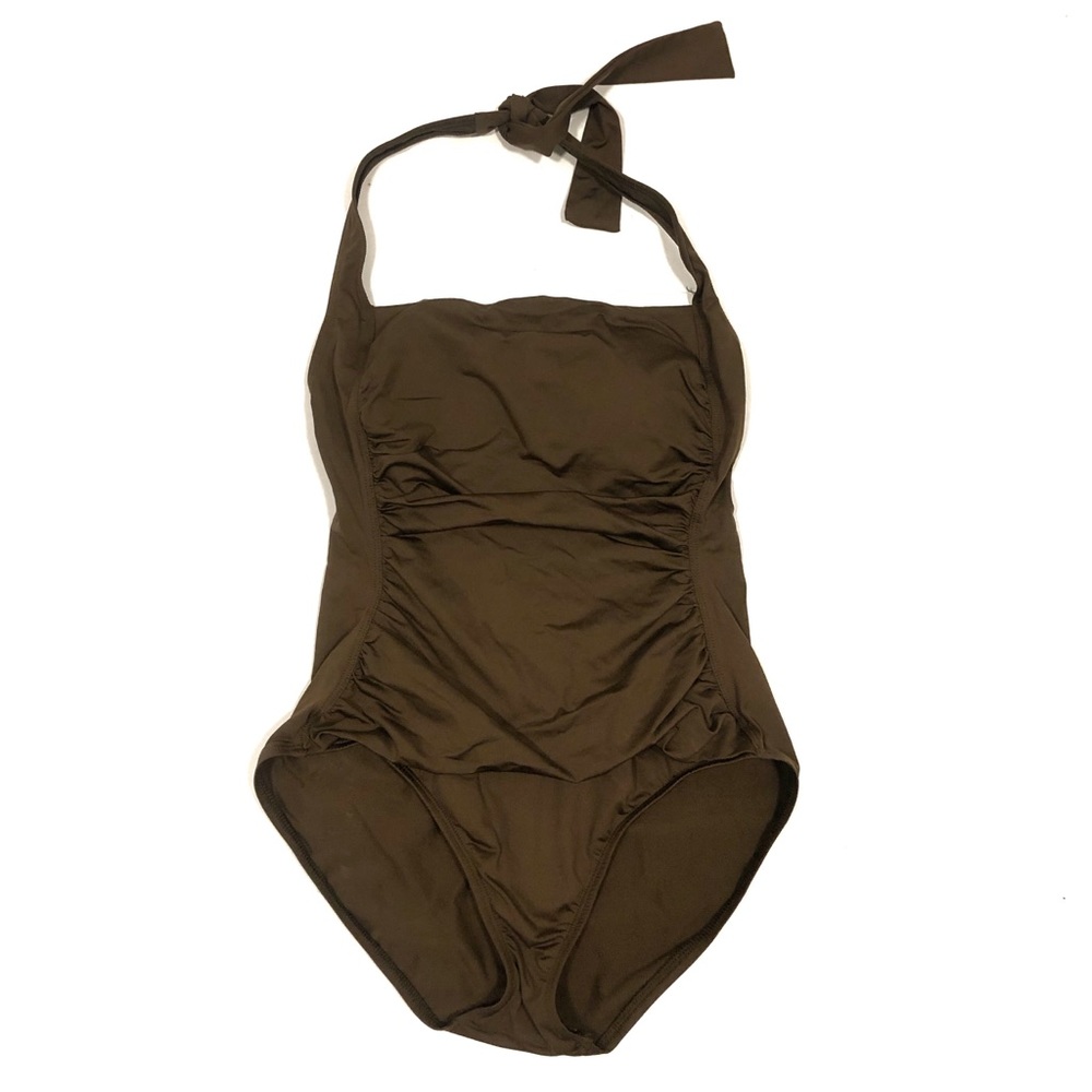 Tommy Bahama Chirred Front Halter Swimsuit